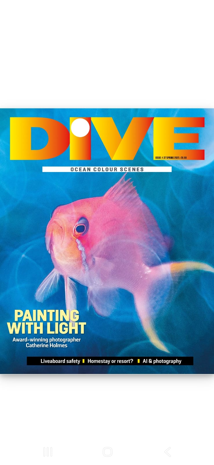 Dive Magazine cover featuring underwater portrait