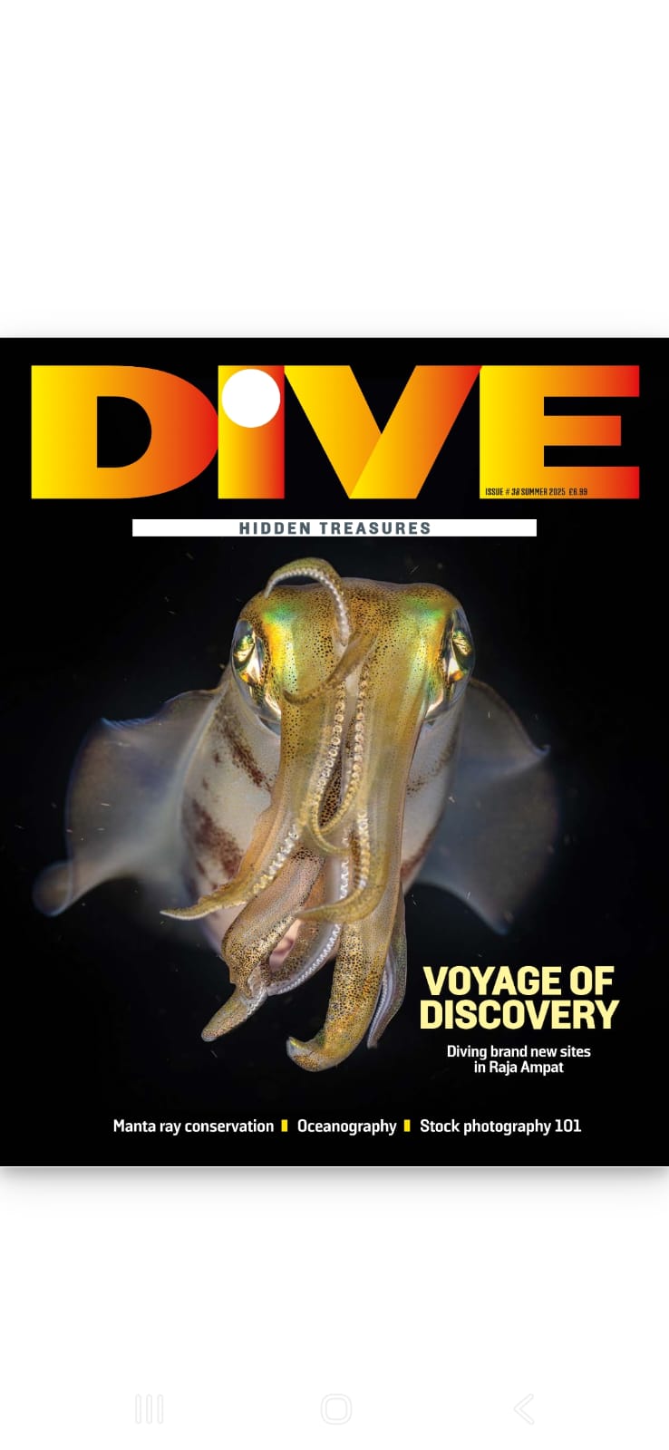 Dive Magazine cover featuring underwater portrait
